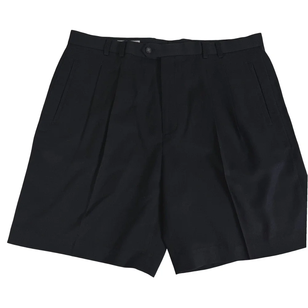 Cutter‎ & Buck Pleated Shorts Mens 40 Black Polyester Rayon Golf Shorts